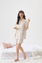 Pyjama Ngắn 2 Màu Kem Hồng Hình Chú Vịt Shury Store Home Wear Bộ Đồ Ngủ Lụa Mềm Mát NT12 Size M L XL