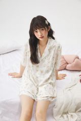 Pyjama Ngắn 2 Màu Kem Hồng Hình Chú Vịt Shury Store Home Wear Bộ Đồ Ngủ Lụa Mềm Mát NT12 Size M L XL