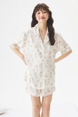 Pyjama Ngắn 2 Màu Kem Hồng Hình Chú Vịt Shury Store Home Wear Bộ Đồ Ngủ Lụa Mềm Mát NT12 Size M L XL