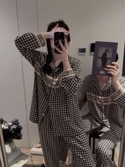 Bộ Pyjama Lụa Caro Houndstooth DD06 Shury Store Home Wear Đồ Ngủ Cặp Đôi Cao Cấp,Mềm Mịn, Thoáng Mát