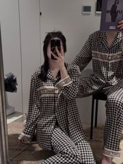 Bộ Pyjama Lụa Caro Houndstooth DD06 Shury Store Home Wear Đồ Ngủ Cặp Đôi Cao Cấp,Mềm Mịn, Thoáng Mát