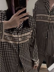 Bộ Pyjama Lụa Caro Houndstooth DD06 Shury Store Home Wear Đồ Ngủ Cặp Đôi Cao Cấp,Mềm Mịn, Thoáng Mát