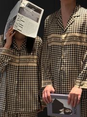 Bộ Pyjama Lụa Caro Houndstooth DD06 Shury Store Home Wear Đồ Ngủ Cặp Đôi Cao Cấp,Mềm Mịn, Thoáng Mát