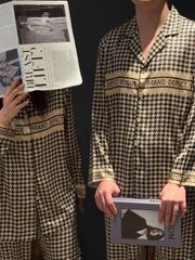 Bộ Pyjama Lụa Caro Houndstooth DD06 Shury Store Home Wear Đồ Ngủ Cặp Đôi Cao Cấp,Mềm Mịn, Thoáng Mát