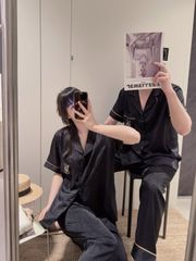 Pijama Đôi Lụa Ngắn Tay Cao Cấp CND5 | SHURY STORE HOME WEAR | Màu Kem Sang Trọng