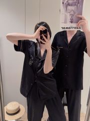 Pijama Đôi Lụa Ngắn Tay Cao Cấp CND5 | SHURY STORE HOME WEAR | Màu Kem Sang Trọng