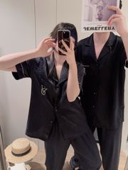 Pijama Đôi Lụa Ngắn Tay Cao Cấp CND5 | SHURY STORE HOME WEAR | Màu Kem Sang Trọng