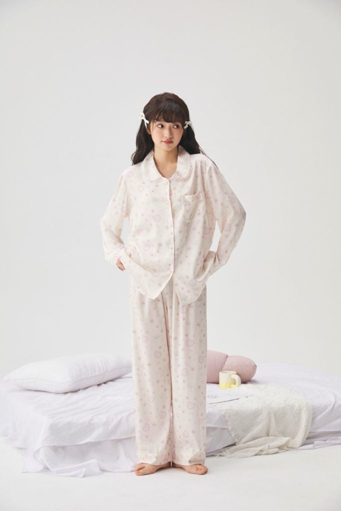 Bộ Pijama Dài Lụa Họa Tiết Dễ Thương Shury Store Home Wear TD44 Mềm Mịn, Thoáng Mát, Size M L XL