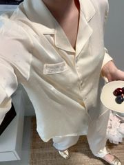 Bộ Pyjama Lụa Kem Hoa Văn TD02 Shury Store Home Wear Đính Cườm Sang Trọng, Mềm Mịn Size M L XL