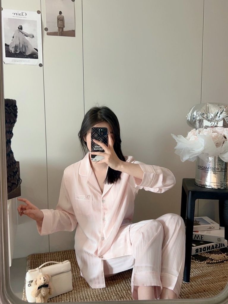 Bộ Pyjama Lụa TD73 Sọc Nhẹ Pastel Shury Store Home Wear Đồ Ngủ Nữ Mềm Mịn,Thoáng Mát,Size M L XL
