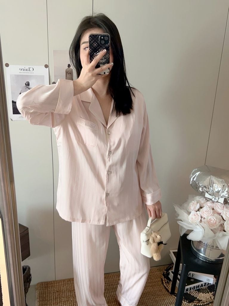 Bộ Pyjama Lụa TD73 Sọc Nhẹ Pastel Shury Store Home Wear Đồ Ngủ Nữ Mềm Mịn,Thoáng Mát,Size M L XL