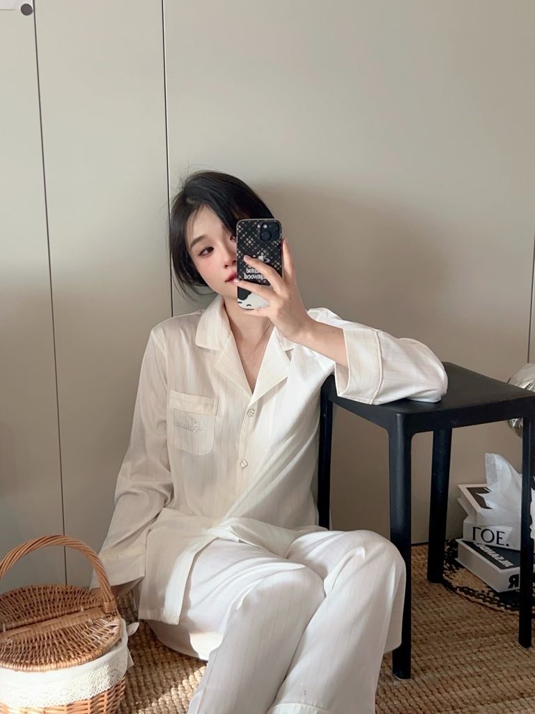 Bộ Pyjama Lụa TD73 Sọc Nhẹ Pastel Shury Store Home Wear Đồ Ngủ Nữ Mềm Mịn,Thoáng Mát,Size M L XL