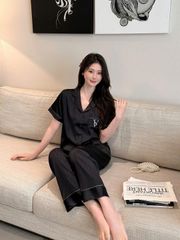 Bộ Đồ Đôi Lụa Ngắn Tay CND01 Shury Store Home Wear Pijama Couple Cao Cấp Mềm Mát Thoáng Mát