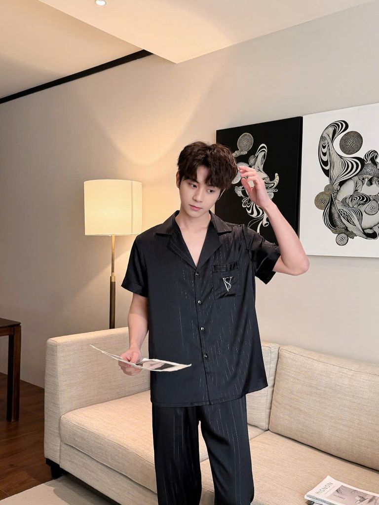 Pyjama ngủ lụa couple nam nữ Shury Store Home Wear CND14 bộ ngủ lụa dành cho cặp đôi,team mềm mát