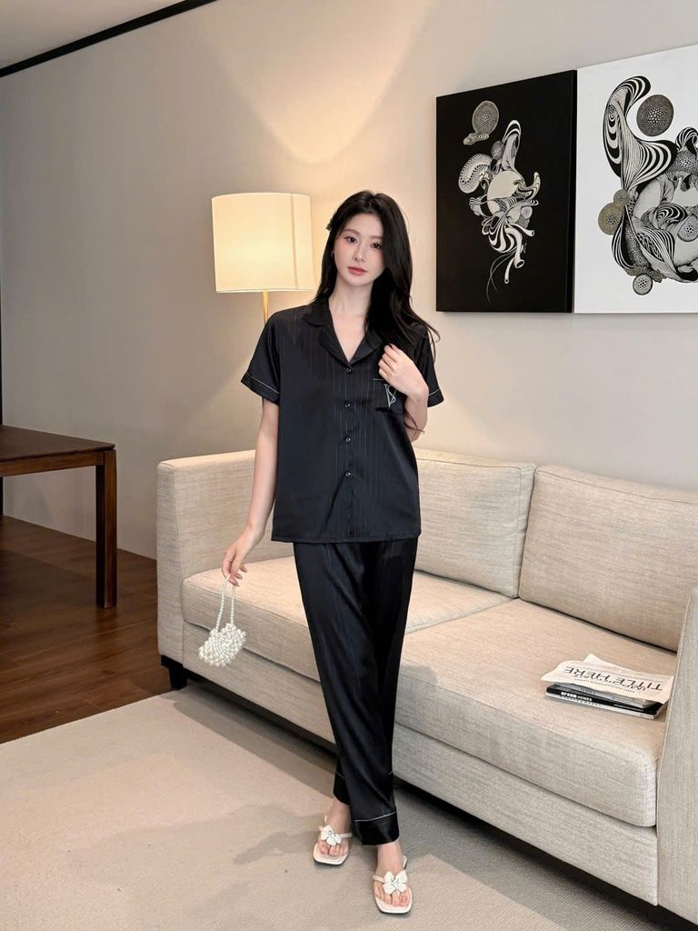 Bộ Đồ Đôi Lụa Ngắn Tay CND01 Shury Store Home Wear Pijama Couple Cao Cấp Mềm Mát Thoáng Mát