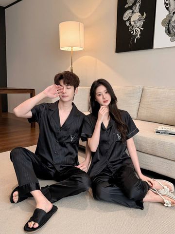 Bộ Đồ Đôi Lụa Ngắn Tay CND01 Shury Store Home Wear Pijama Couple Cao Cấp Mềm Mát Thoáng Mát