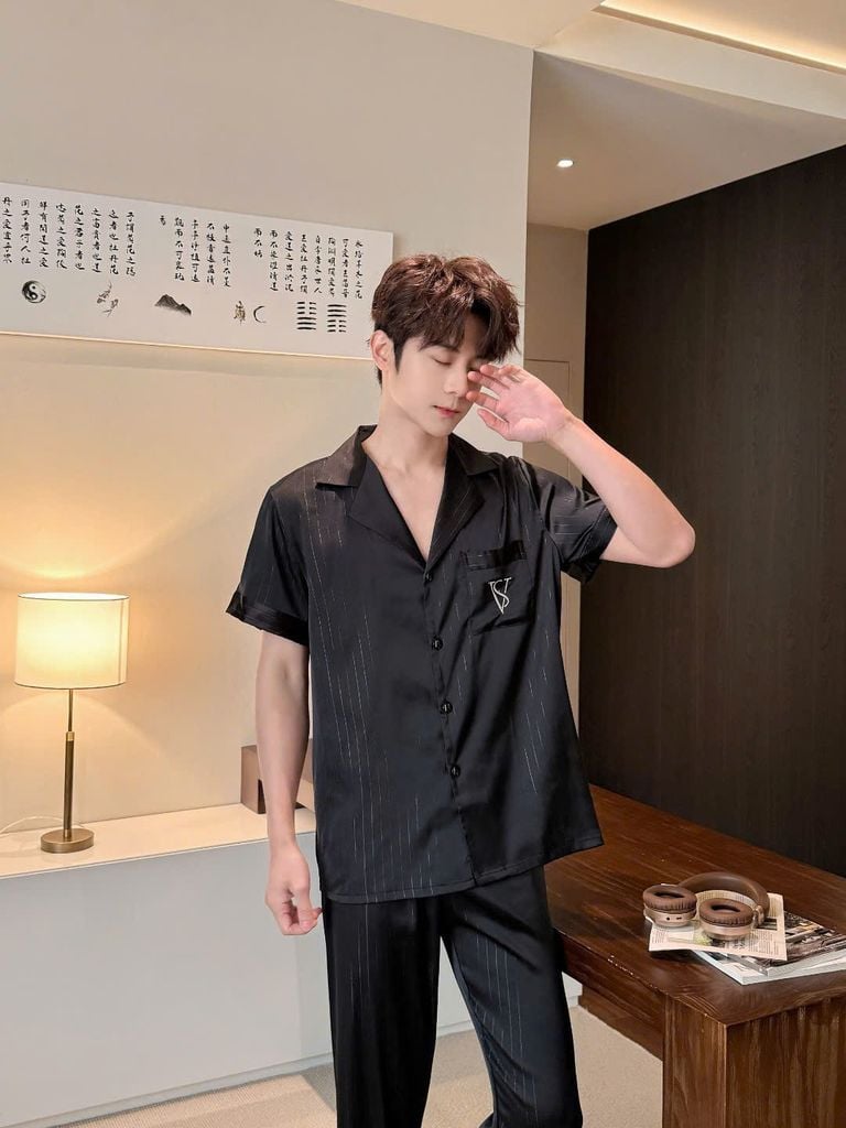 Pyjama ngủ lụa couple nam nữ Shury Store Home Wear CND14 bộ ngủ lụa dành cho cặp đôi,team mềm mát