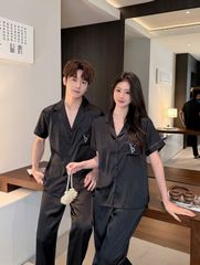 Bộ Đồ Đôi Lụa Ngắn Tay CND01 Shury Store Home Wear Pijama Couple Cao Cấp Mềm Mát Thoáng Mát