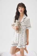 Pyjama nữ hoạ tiết mèo dễ thương NT24 Shury Store Home Wear Đồ ngủ mặc nhà lụa mềm mát size M L XL