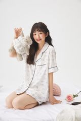 Pyjama nữ hoạ tiết mèo dễ thương NT24 Shury Store Home Wear Đồ ngủ mặc nhà lụa mềm mát size M L XL