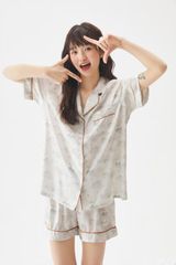 Bộ đồ ngủ lụa in hình đám mây Pyjama NT37 Shury Store Home Wear chất mịn mát size M L XL