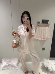 Pyjama Lụa Tay Ngắn Quần Dài Shury Store Home Wear TN37 Tặng Kèm Quần Ngắn Cùng Tone Sang Trọng