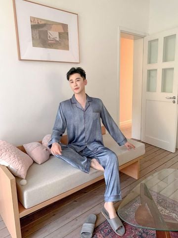 Đồ ngủ pyjama nam nữ Shury Store Home Wear DD56 size 45-95kg tay dài quần dài  bộ đôi couple lụa