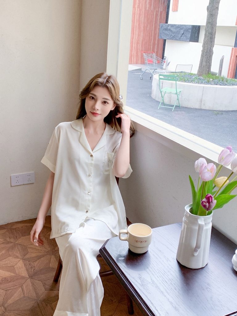 Đồ bộ ngủ nữ pyjama lụa Shury Store Home Wear TN06 tay ngắn quần dài bộ pyjama lụa mặc nhà mềm mát