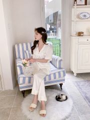 Đồ bộ ngủ nữ pyjama lụa Shury Store Home Wear TN06 tay ngắn quần dài bộ pyjama lụa mặc nhà mềm mát