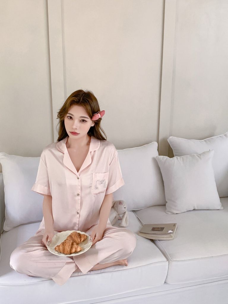 Đồ bộ ngủ nữ pyjama lụa Shury Store Home Wear TN06 tay ngắn quần dài bộ pyjama lụa mặc nhà mềm mát