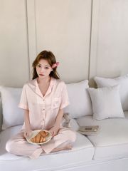 Đồ bộ ngủ nữ pyjama lụa Shury Store Home Wear TN06 tay ngắn quần dài bộ pyjama lụa mặc nhà mềm mát