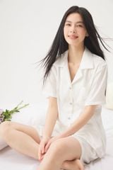 Đồ bộ ngủ nữ Pyjama lụa xước Shury Store tay ngắn quần dài mặc nhà , mặc ngủ TN66 tặng kèm quần ngắn
