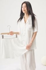 Đồ bộ ngủ nữ Pyjama lụa xước Shury Store tay ngắn quần dài mặc nhà , mặc ngủ TN66 tặng kèm quần ngắn