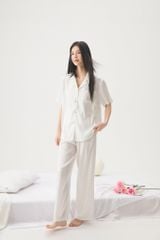 Đồ bộ ngủ nữ Pyjama lụa xước Shury Store tay ngắn quần dài mặc nhà , mặc ngủ TN66 tặng kèm quần ngắn