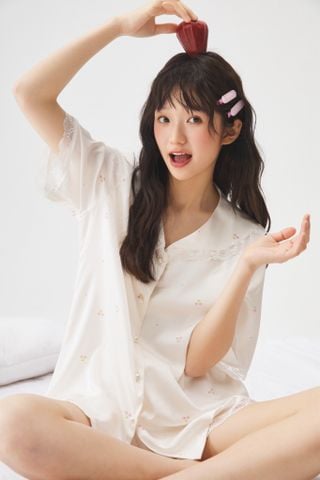 Đồ bộ ngủ nữ Pyjama lụa Shury Store Home Wear NT20 tay ngắn quần ngắn mặc nhà size 45-75 kg mềm mịn