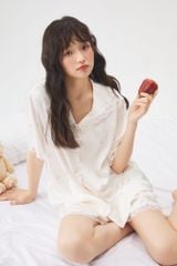 Đồ bộ ngủ nữ Pyjama lụa Shury Store Home Wear NT20 tay ngắn quần ngắn mặc nhà size 45-75 kg mềm mịn