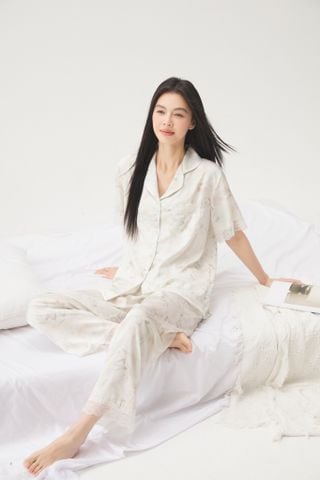 Đồ bộ ngủ nữ pyjama lụa Shury Store Home Wear TN07 tay ngắn quần dài size 45-75 kg bộ ngủ mặc nhà