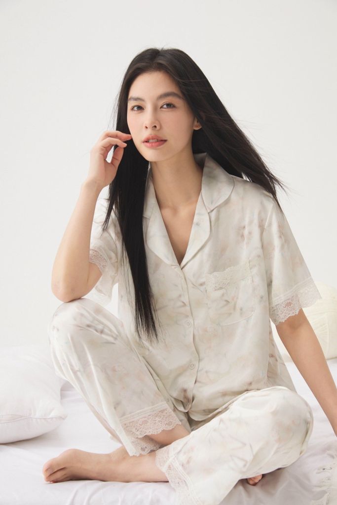 Đồ bộ ngủ nữ pyjama lụa Shury Store Home Wear TN07 tay ngắn quần dài size 45-75 kg bộ ngủ mặc nhà