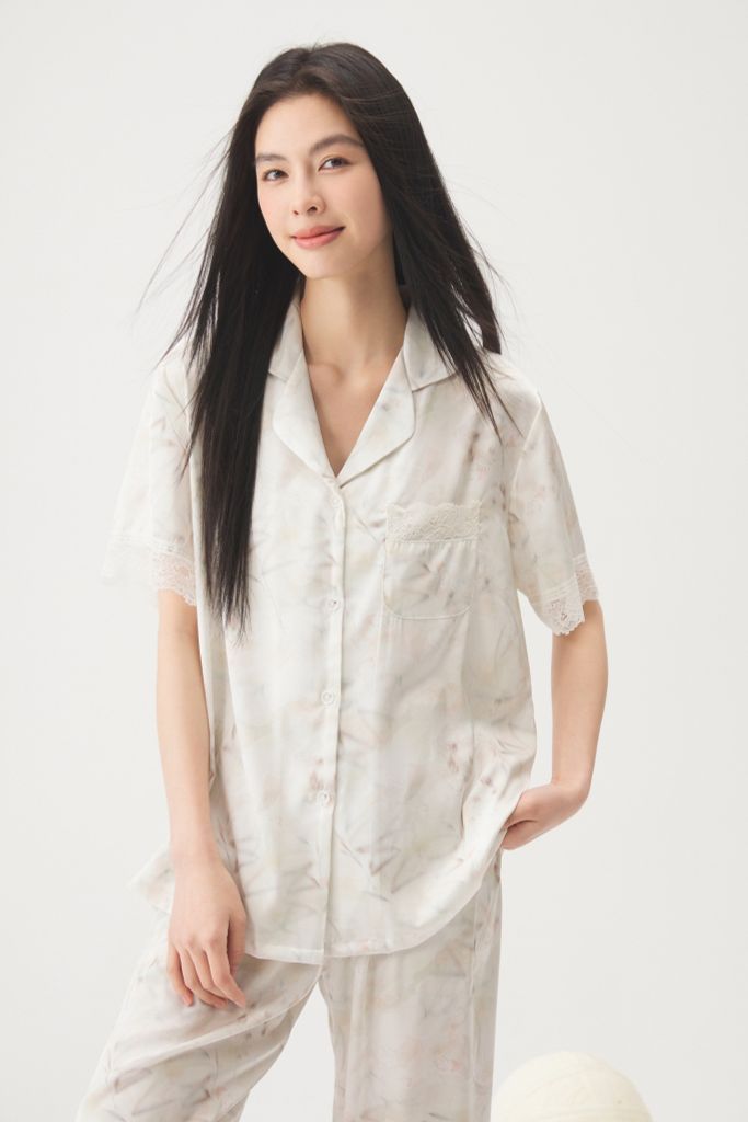 Đồ bộ ngủ nữ pyjama lụa Shury Store Home Wear TN07 tay ngắn quần dài size 45-75 kg bộ ngủ mặc nhà