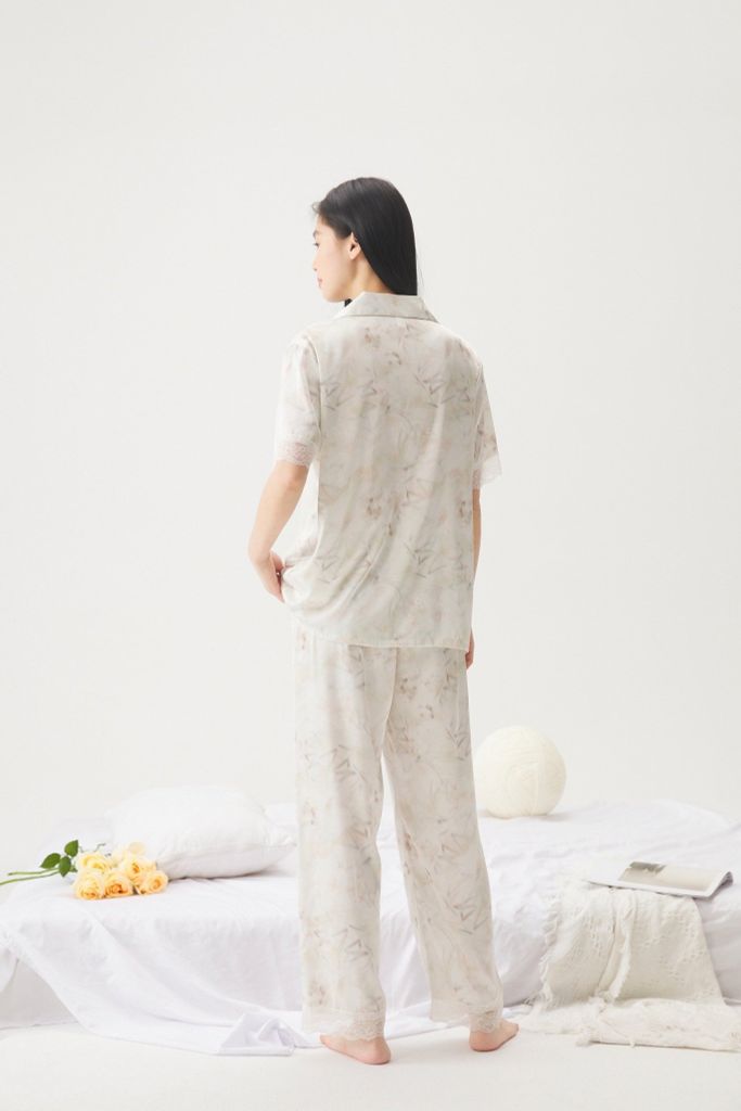 Đồ bộ ngủ nữ pyjama lụa Shury Store Home Wear TN07 tay ngắn quần dài size 45-75 kg bộ ngủ mặc nhà