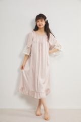 Váy ngủ sơmi lụa nữ Shury Store Home Wear SM38 freesize 45-75kg đầm ngủ dáng dài tay ren ngọt ngào