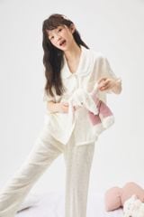 Đồ bộ ngủ nữ pyjama lụa Shury Store Home Wear TN32 tay ngắn quần dài in hoa size 45-75kg mềm mịn mát