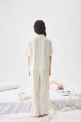 Đồ bộ ngủ nữ pyjama lụa Shury Store Home Wear TN32 tay ngắn quần dài in hoa size 45-75kg mềm mịn mát
