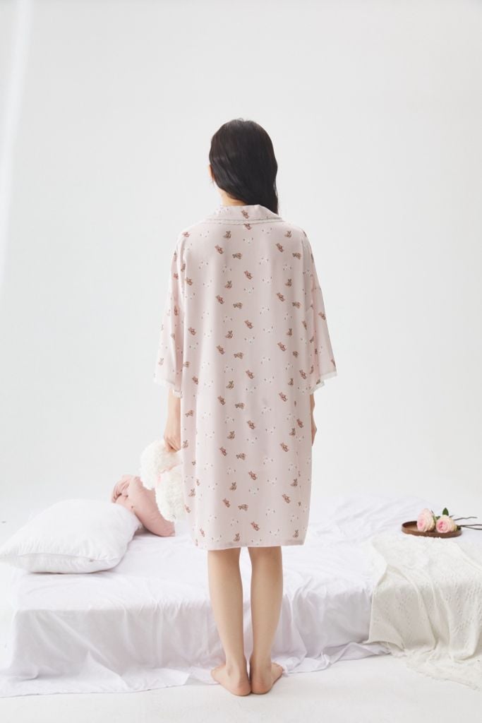 Váy ngủ sơmi lụa nữ Shury Store Home Wear SM34 freesize 45-75kg đầm ngủ mặc nhà suông rộng mềm mại