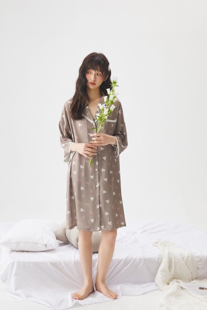 Váy ngủ sơmi lụa nữ Shury Store Home Wear SM34 freesize 45-75kg đầm ngủ mặc nhà suông rộng mềm mại