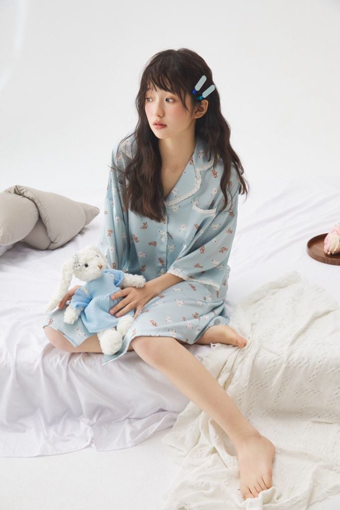 Váy ngủ sơmi lụa nữ Shury Store Home Wear SM34 freesize 45-75kg đầm ngủ mặc nhà suông rộng mềm mại