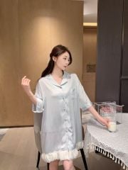 Váy ngủ sơmi lụa nữ Shury Store Home Wear SM35 freesize 45-75kg đầm ngủ mặc nhà suông rộng mềm mại