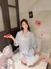 Váy ngủ sơmi lụa nữ Shury Store Home Wear SM35 freesize 45-75kg đầm ngủ mặc nhà suông rộng mềm mại