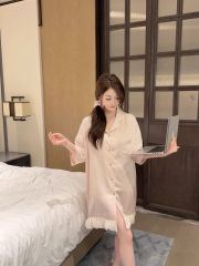 Váy ngủ sơmi lụa nữ Shury Store Home Wear SM35 freesize 45-75kg đầm ngủ mặc nhà suông rộng mềm mại