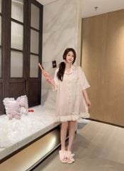 Váy ngủ sơmi lụa nữ Shury Store Home Wear SM35 freesize 45-75kg đầm ngủ mặc nhà suông rộng mềm mại